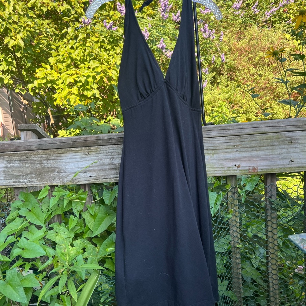 Carol Wior Black Dress With Undershorts Halter Tie Top Size Tall Medium